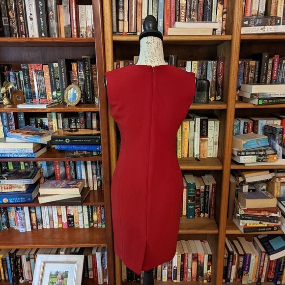 DRESS code by Susan graf red v neck stretch wool pencil dress sz 2 nwt - Picture 2 of 6